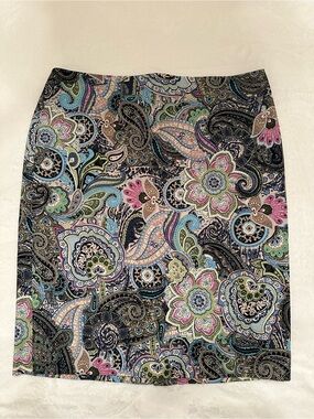 Talbots Paisley Print A-Line Lined Skirt in Multi-Color